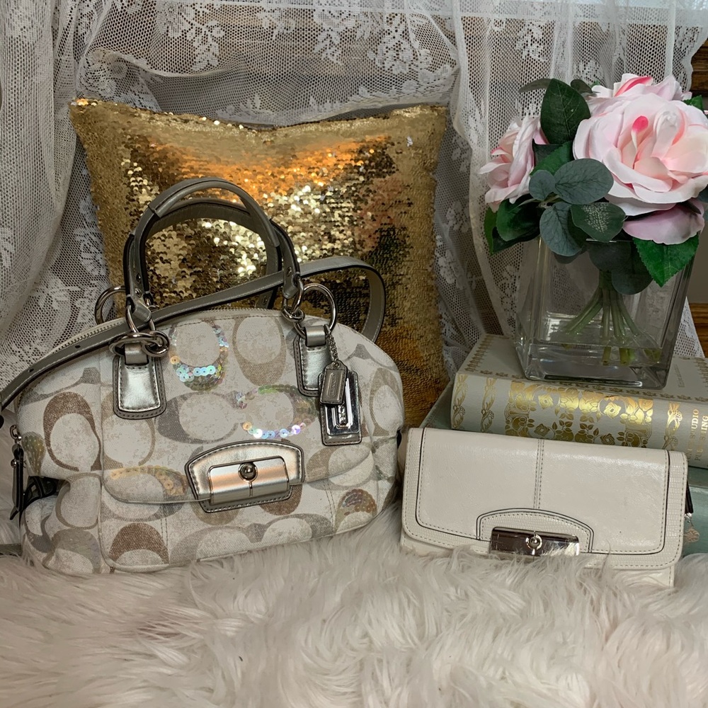 Coach Kristen Sequin Dome Satchel crossbody